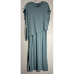 Sweaty Betty Mellow Midi Dress Smoke Blue Layered Asymmetrical Sz M $128 2236